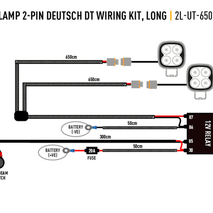 Cable set for two lamps (2-pin, Deutsch DT, 12V)